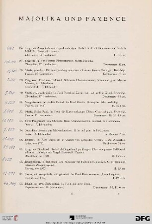 Majolika und Fayence (Nr. 186-234)