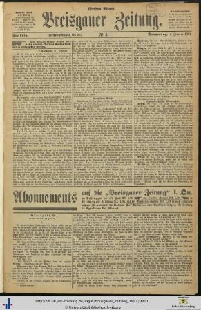 43. Jg. (Januar bis Juni): Breisgauer Zeitung