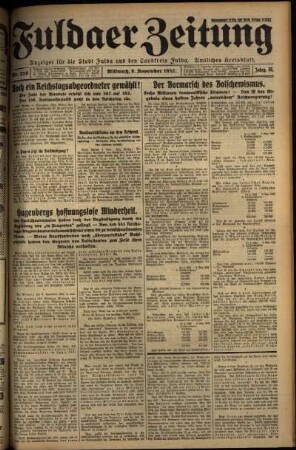Erste Ausgabe vom Mittwoch, den 09. November 1932.