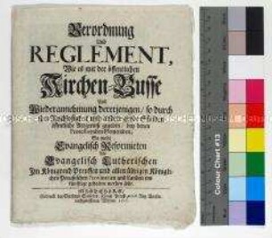 Verordnung von Friedrich Wilhelm I. König in Preußen betreffend die öffentliche Kirchenbuße