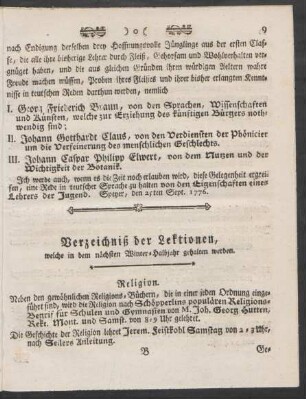 Verzeichniß der Lektionen, welche in dem nächsten Winter-Halbjahr gehalten werden