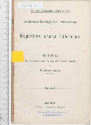 Anatomisch-histologische Untersuchung von Nephthys coeca Fabricius : ein Beitrag zur Kenntnis der Fauna der Kieler Bucht