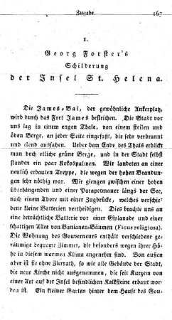 1. Forsters Schilderung von St. Helena.