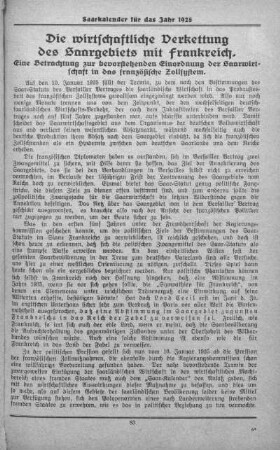 Die wirtschaftliche Verkettung des Saargebiets mit Frankreich