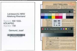 Entnazifizierung Josef Germund , geb. 08.12.1896 (Kaufmaennischer Angestellter)