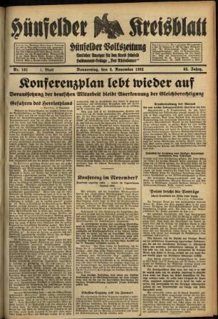 Erste Ausgabe vom Donnerstag, den 03. November 1932.
