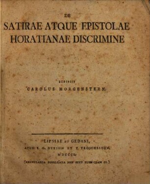 De Satirae atque epistolae Horatianae discrimine