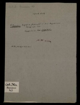 Mathematische Theorie der Electricität und des Magnetismus. [Vorlesungsnachschrift], Göttingen, 1858