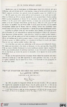 7: Peut-on trouver encore des mots nouveaux dans la langue copte? : lettre à M. Revillout