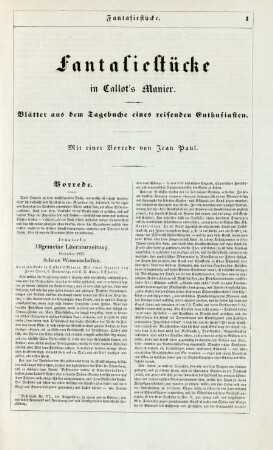 Fantasiestücke in Callot's Manier. Blätter aus dem Tagebuche eines reisenden Enthusiasten