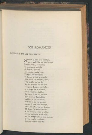 Dos romances : Romance de un amanecer [y] Romance de una voz