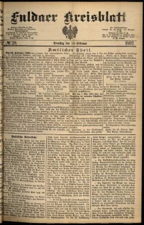 Ausgabe vom Dienstag, den 16. Februar 1892.