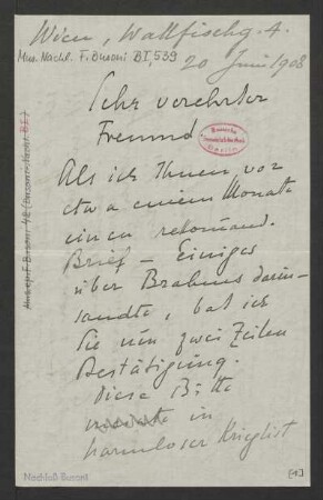 Brief an Robert Freund : 20.06.1908