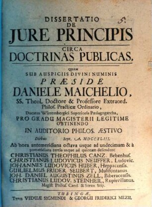 Diss. de iure principis circa doctrinas publicas