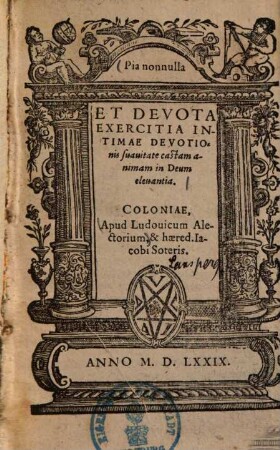 Pia nonnulla Et Devota Excercitia Intimae Devotionis suauitate castam animam in Deum eleuantia