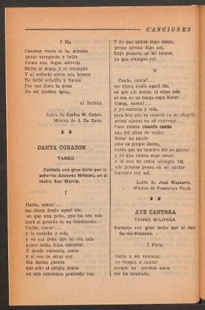 Canta corazón... : Tango