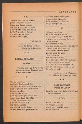 Canta corazón... : Tango