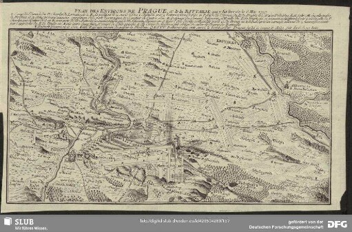 Plan Des Environs De Prague, & de la Bataille qui y fut livrée le 6 Mai 1757