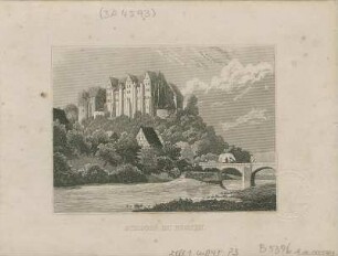 Ansicht des Schlosses in Nossen, Stahlstich, 1840 : Schloss zu Nossen. - Stuttgart , [1840]. - 1 Kunstbl. : Stahlstich ; 10 x 7 cm
