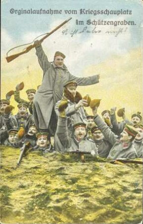 Originalaufnahme vom Kriegsschauplatz im Schützengraben.