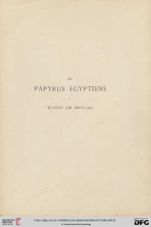 Les papyrus égyptiens du Musée de Boulaq