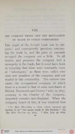 VIII. The current trade and the regulation of trade in other commodities
