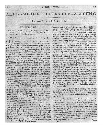 Gentz, Friedrich v.: Ueber den Ursprung und Charakter des Krieges gegen die Französische Revolution etc. (Beschluß der im vorigen Stück abgebrochenen Recension.)