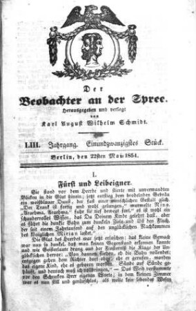 21. Stück, 22. Mai 1854