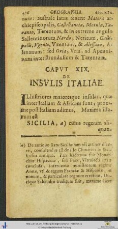 Caput XIX De Insulis Italiae