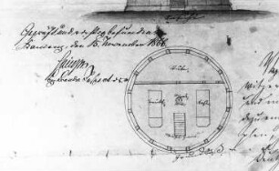 Doberschau-Gaußig-Drauschkowitz. Holländermühle, Grundriß von 1866, Ausschnitt (im Besitz von Herrn Fasold, Drauschkowitz, Nr. 20)