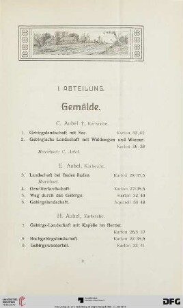 I. Abteilung. Gemälde (Nr. 1-168)