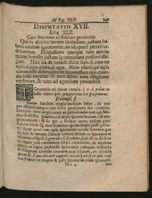 Disputatio XVII. Lex XLII. - XLIV.