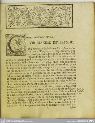 Commentationem Tuam, Vir Maxime Reverende