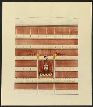 Nationaltheater, München Wiederaufbau: Querschnitt Ansicht Königsloge / Variante a