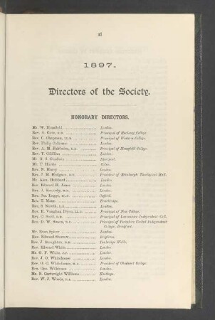 Directors of the society