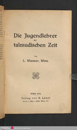 Die Jugendlehrer der talmudischen Zeit