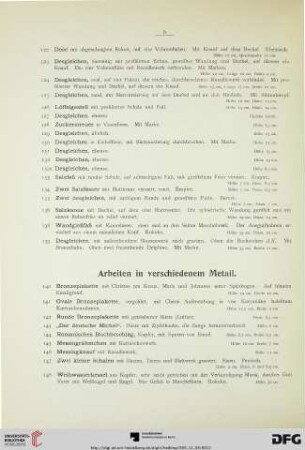 Arbeiten in verschiedenem Metall (Nr. 140-180)