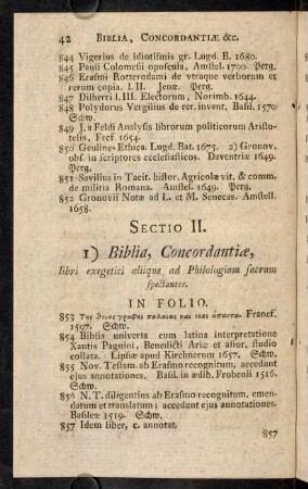 42-53, 1) Biblia, Concordantiae, libri exegetici aliique ad Philologiam sacram spectantes.