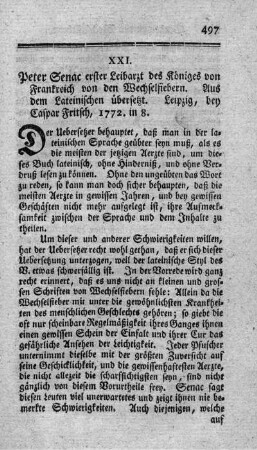 Von den Wechselfiebern.