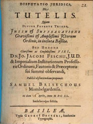 Disp. iur. de tutelis