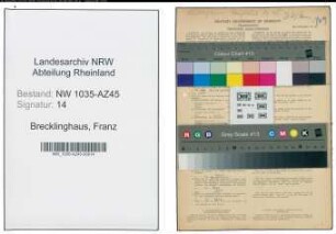 Entnazifizierung Franz Brecklinghaus , geb. 24.01.1895 (Kaufmann)
