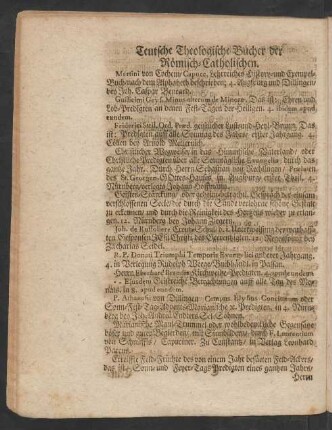 Teutsche Theologische Bücher der Römisch-Catholischen.