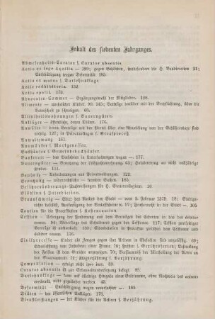 Inhalt des siebenten Jahrganges
