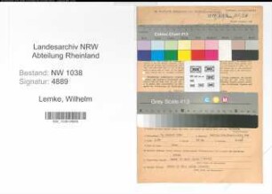 Entnazifizierung Wilhelm Lemke , geb. 09.08.1910 (Postbeamter)