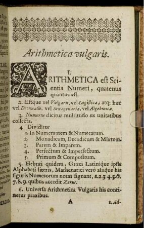 Arithmetica vulgaris.