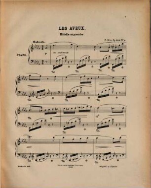 Les aveux : mélodie expressive pour piano ; op. 288,1