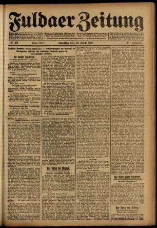 Erste Ausgabe vom Samstag, den 15. April 1916.