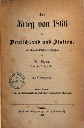 Der Krieg von 1866 in Deutschland und Italien