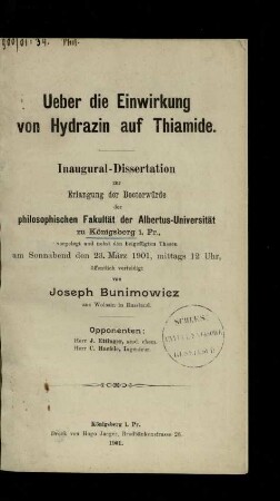 Über die Einwirkung von Hydrazin auf Thiamide