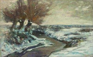 Drei Weiden am Bach im Winter